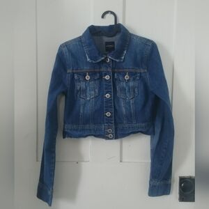 Women's Highway Jeans Distressed Cropped Blue Jean Jacket Denim 90s Y2K Size M